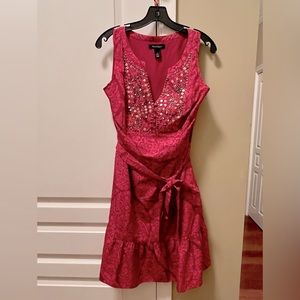 White | Black Fuchsia with beads, party dress. Size L